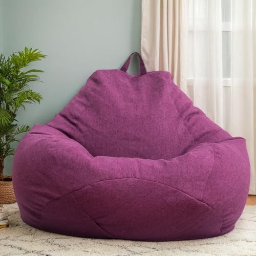 Bean Bag Cover Only Große Gaming Pouf Hülle Velours Modern Erwachsene Sitzbezug Beanbag Hülle Für Wohnzimmer Büro Lesen Pouf Für Erwachsene,Lila,80 * 90cm von Generic