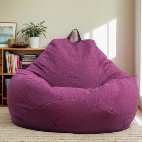 Beanbag Hülle Velours Modern Waschbar Zippverschluss Ohne Füllung Erwachsene Jugendliche Gaming Schlafzimmer Büro Wohnzimmer Aufbewahrung,Lila,90 * 110cm von Generic