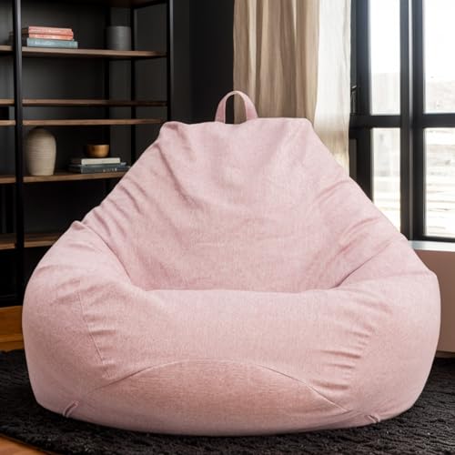Beanbag Hülle Velours Modern Waschbar Zippverschluss Ohne Füllung Erwachsene Jugendliche Gaming Schlafzimmer Büro Wohnzimmer Aufbewahrung,Rosa,90 * 110cm von Generic