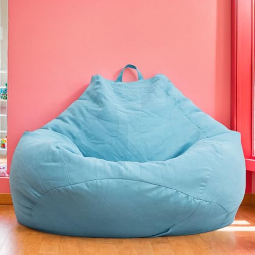 Beanbag Hülle Velours Stretch Waschbar Modern Zippverschluss Ohne Füllung Für Erwachsene Jugendliche Gaming Wohnzimmer Büro Aufbewahrung,Blue 1,90 * 110cm von Generic