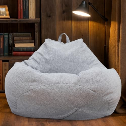 Beanbag Hülle Velours Stretch Waschbar Modern Zippverschluss Ohne Füllung Für Erwachsene Jugendliche Gaming Wohnzimmer Büro Aufbewahrung,Grau,80 * 90cm von Generic
