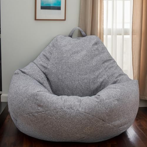 Beanbag Hülle Velours Stretch Waschbar Modern Zippverschluss Ohne Füllung Für Erwachsene Jugendliche Gaming Wohnzimmer Büro Aufbewahrung,Grey 1,105 * 115cm von Generic