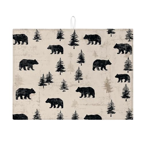 Bear Abtropfmatte für Küchentheke, rustikaler Wald, saugfähiges Abtropfgestell-Pad, Herbst-Wildtier-Mikrofaser-Abtropfmatte für Küchenthekenschutz, 45,7 x 61 cm Bear Abtropfmatte für Küchentheke, rustikaler Wald, saugfähiges Abtropfgestell-Pad, Herbst-Wildtier-Mikrofaser-Abtropfmatte für Küchenthekenschutz, 45,7 x 61 cm von Generic