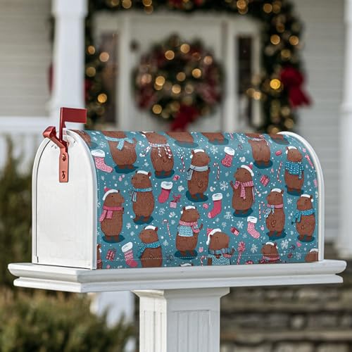 Bears Magnetische Briefkastenabdeckungen, fantasievolle verspielte Schneeflocken, Zuckerstangen, Winter, Blaugrün, Briefkasten-Wraps für Vorgarten, Dekoration, 53,3 x 65,5 cm Bears Magnetische Briefkastenabdeckungen, fantasievolle verspielte Schneeflocken, Zuckerstangen, Winter, Blaugrün, Briefkasten-Wraps für Vorgarten, Dekoration, 53,3 x 65,5 cm von Generic