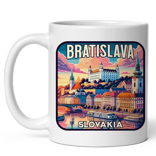 Becher Tasse Bratislava Slowakei Porzellan Becher Lustig Personalisierte Camping-Becher, Für Daheim, Kinder, Büro, 330ml von Generic