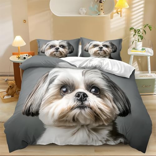 Bedruckter Bettbezug 135 x 200 cm Shih Tzu-Muster mit Tierdruck 3teilig MicrofaserWende Bettwäsche Grau Bettwäsche Set und Kissenbezug 80x80 cm mit Reißverschluss Bedruckter Bettbezug 135 x 200 cm Shih Tzu-Muster mit Tierdruck 3teilig MicrofaserWende Bettwäsche Grau Bettwäsche Set und Kissenbezug 80x80 cm mit Reißverschluss von Generic