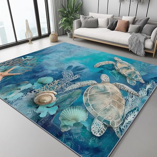 Bedruckter Teppich Schildkröte Meeresboden Natur Hergestellt 60 x 110 cm WaschbarerTeppich Schlafzimmer, Antibakteriell, Antirutschunterlage, Küchenteppich Blaugrün Hellbraun Bedruckter Teppich Schildkröte Meeresboden Natur Hergestellt 60 x 110 cm WaschbarerTeppich Schlafzimmer, Antibakteriell, Antirutschunterlage, Küchenteppich Blaugrün Hellbraun von Generic