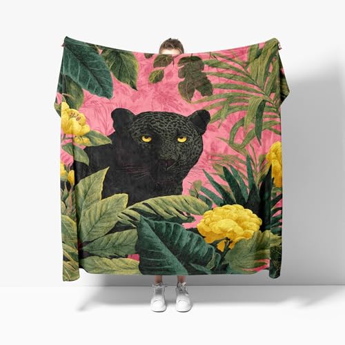 Behaart Kuscheldecke XL 150x200 cm Tropisches Pflanzenthema Flauschig Fleecedecke als Bettdecke/Sofadecke Mehrfarbig Wohndecke Weiche & Warme Flanell Bettüberwurf für Erwachsene Kinder von Generic