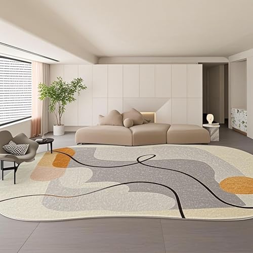 Beige Bereich Teppich, Rutschfester Waschbarer Kaschmir Imitation - Unregelmäßig Geformter Gedruckter Für Wohnzimmer Und Schlafzimmer(Grau,120x160cm) von Generic