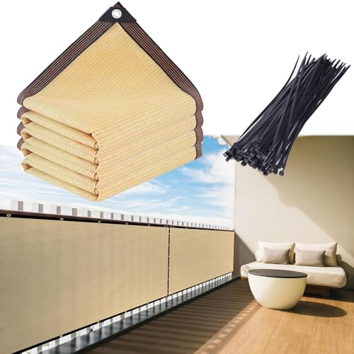 Beigefarbener Sichtschutz for den Balkon, Sonnenschutztuch, Pergola-Schattenabdeckung mit 90% UV-Schutz, Windschutzscheibenabdeckung über dem Geländer der Veranda, Terrassenzaun(3x8m/9.84x26.25ft) von Generic