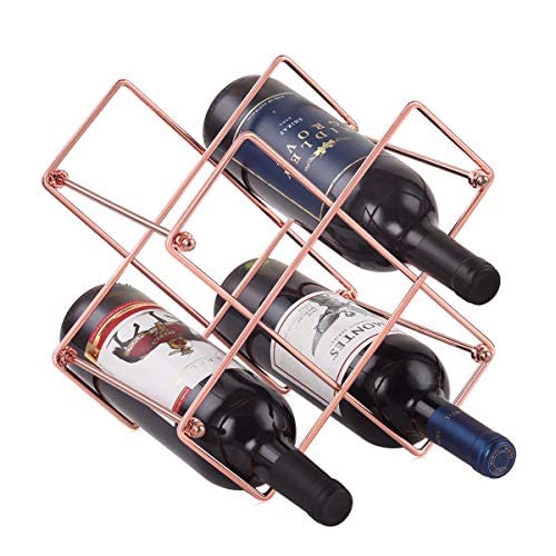 Beihaoer Weinregal für Arbeitsplatte, 6 Flaschen, Weinhalter für Weinaufbewahrung, freistehendes Metall-Weinregal – kleines Tisch-Weinregal (Rose) von Generic