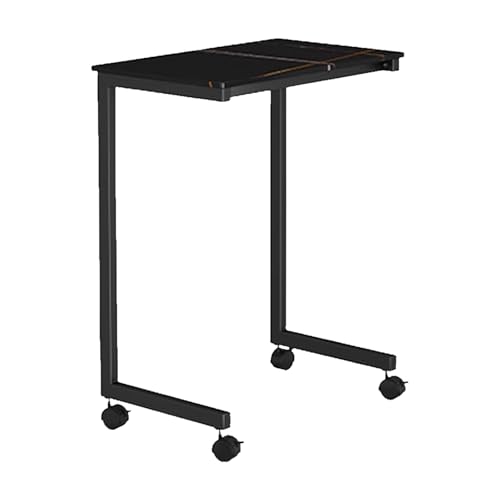 Beistelltisch C Form Felsplatte Unsichtbares Schraubendesign Großer Desktop Leicht zu Bewegen Sofatisch für Wohnzimmer, Schlafzimmer(Black,60x37x65cm) von Generic