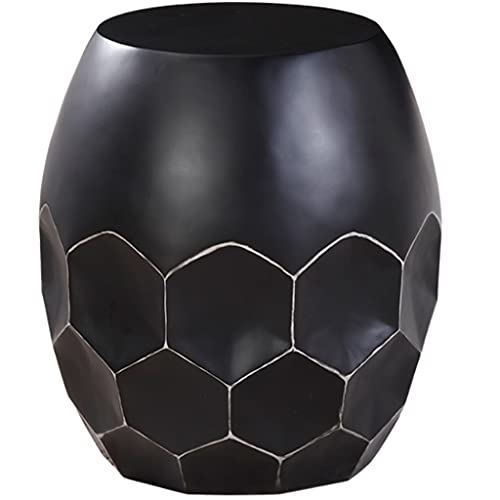 Beistelltisch Im Trommelstil, Runder FRP-Tisch Mit Retro-Design, wasserdichte Oberfläche, Rutschfester Boden, Für Wohnzimmer, Schlafzimmer, Büro Innen/außen(Schwarz,48 * 54cm) von Generic