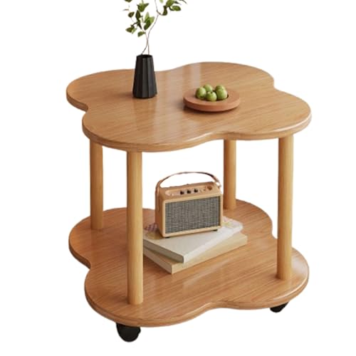 Beistelltisch Mit Gebremsten Rollen Und 2 Offenen Ablageebenen，Geometrisches Design Stabil Und Mobil, Für Wohnzimmer Sofa Schlafzimmer, Geräumige Arbeitsplatte(Multi-Colored,50 * 50 * 48cm) von Generic
