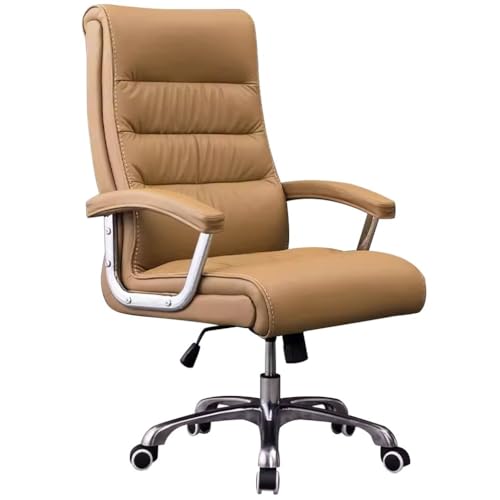 Bequemer Chefsessel Aus Echtem Leder Für Langes Sitzen – Heimcomputersitz Mit Rückenlehne, 360°-Dreh- Und Hebefunktion(Beige Chair) von Generic