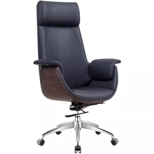 Bequemer Chefsessel Aus Rindsleder, Bürostuhl Mit 90°-120°-Schwingung Vorne Und Hinten, Tragkraft: 150 Kg(Black Chair) von Generic