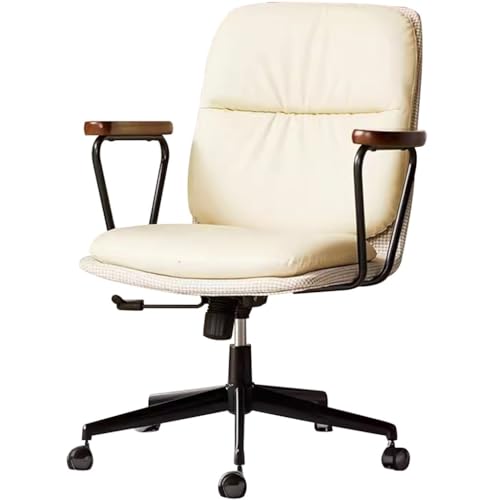 Bequemer Computerstuhl Aus Rindsleder, Ergonomischer Arbeitsstuhl Mit Rüttel- Und Hebefunktion, Tragkraft: 100 Kg(White Chair) von Generic
