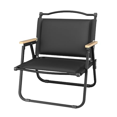 Bequemer Klappstuhl Camping, Leichte Angelstuhl Faltbar mit Armlehnen, Stilvoll und Einfach für Picknicks im Freien, Strand, Terrasse, Angeln(Black) von Generic