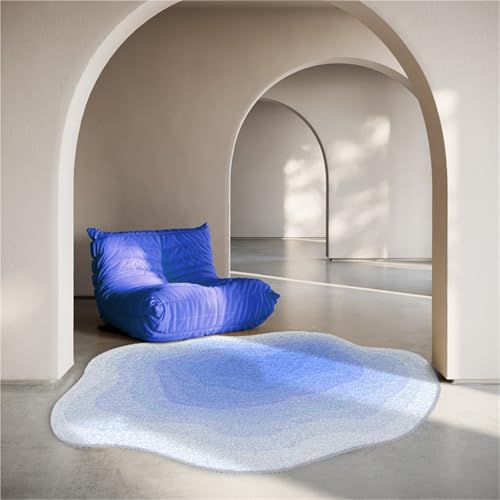 Bereich Teppich Weiche unregelmäßig geformte Teppich Moderne abstrakte Teppiche Waschbar für Schlafzimmer Wohnzimmer Esszimmer Küche rutschfeste Teppiche(Blau,50x80cm) von Generic