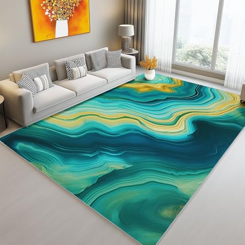 Bereich Teppiche 140 x 200 cm Motiv Rechteckiger Abstrakt Linien Textur Bedruckter Rutschfester Teppich Türkis Modernes Zuhause Wohnzimmer Schlafzimmer Kinderzimmer Dekorativer Teppich Bereich Teppiche 140 x 200 cm Motiv Rechteckiger Abstrakt Linien Textur Bedruckter Rutschfester Teppich Türkis Modernes Zuhause Wohnzimmer Schlafzimmer Kinderzimmer Dekorativer Teppich von Generic