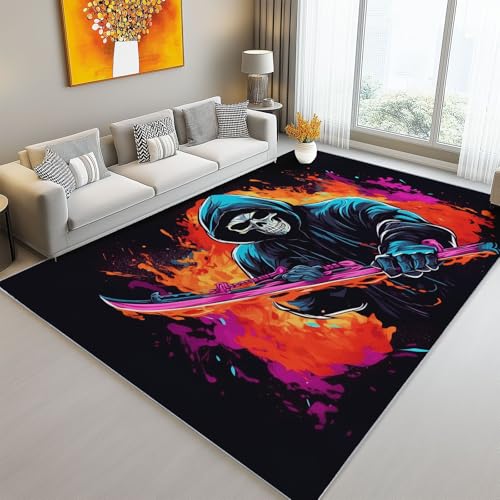 Bereich Teppiche 160 x 230 cm Motiv Rechteckiger Gotik Totenkopf Sense Tusche Bedruckter Rutschfester Teppich Bunt Modernes Zuhause Wohnzimmer Schlafzimmer Kinderzimmer Dekorativer Teppich Bereich Teppiche 160 x 230 cm Motiv Rechteckiger Gotik Totenkopf Sense Tusche Bedruckter Rutschfester Teppich Bunt Modernes Zuhause Wohnzimmer Schlafzimmer Kinderzimmer Dekorativer Teppich von Generic