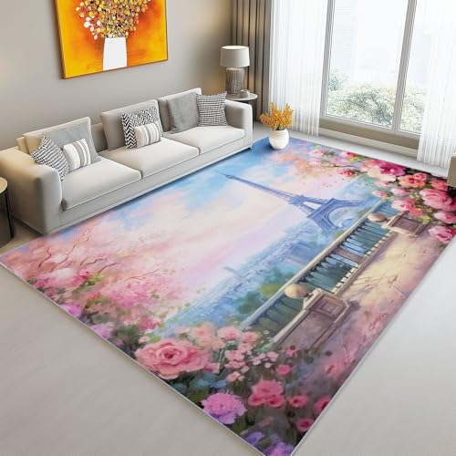 Bereich Teppiche 60 x 90 cm Motiv Rechteckiger Traumhaft Romantisch Eiffelturm Blumen Bedruckter Rutschfester Teppich Bunt Modernes Zuhause Wohnzimmer Schlafzimmer Kinderzimmer Dekorativer Teppich Bereich Teppiche 60 x 90 cm Motiv Rechteckiger Traumhaft Romantisch Eiffelturm Blumen Bedruckter Rutschfester Teppich Bunt Modernes Zuhause Wohnzimmer Schlafzimmer Kinderzimmer Dekorativer Teppich von Generic