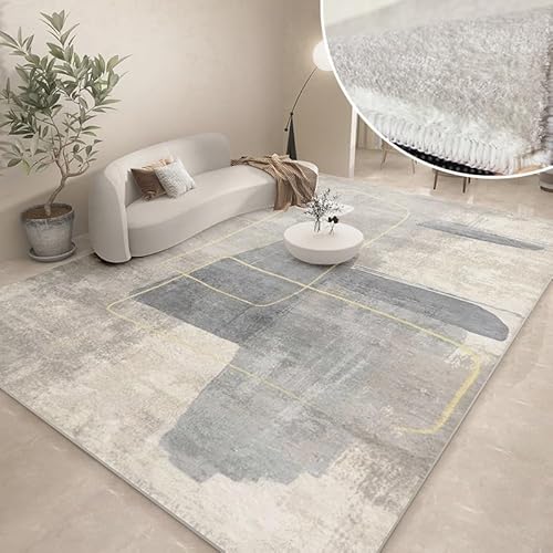 Bereich Teppiche Wohnzimmer Waschbarer Teppich Modern Abstrakt Große Weiche Rutschschutz Neutraler Teppich(Dunkelgrau,180x280cm) von Generic