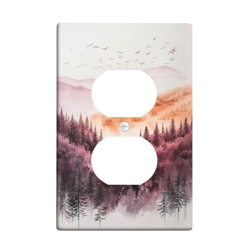 Berglandschaft Lichtschalter-Abdeckplatten / Steckdosenabdeckungen, weiches Pfirsich- und Violettwälddesign für Heimdekoration, thermoplastische Wandplatten, Standardgröße, Einzel-Duplex-Steckdose Berglandschaft Lichtschalter-Abdeckplatten / Steckdosenabdeckungen, weiches Pfirsich- und Violettwälddesign für Heimdekoration, thermoplastische Wandplatten, Standardgröße, Einzel-Duplex-Steckdose von Generic