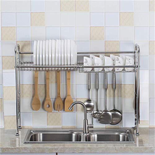 Besteckabtropfgestell Geschirrständer Aus Edelsta304 Pool-Aufbewahrungsregal Geschirrständer Multifunktions-Küchenspüle Über Dem Regal Abtropfgestelleckständer Für Geschirrspüler (Größe: B60X26X/A60*2 von Generic