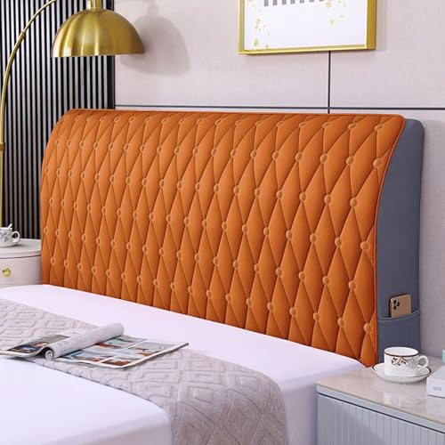 Bett Kopfteil Bezug Weicher Strecken Samtstoff Staubdichte Schutzhülle, Bettkopfteil Hussen All-Inclusive Kopfteilbezug Staubdicht Abdeckung for Gepolsterte Schlafzimmer Kopfteil(Circle Orange,100cm) von Generic