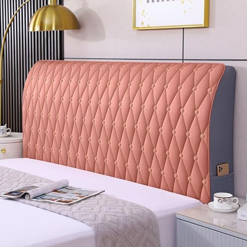 Bett Kopfteil Bezug Weicher Strecken Samtstoff Staubdichte Schutzhülle, Bettkopfteil Hussen All-Inclusive Kopfteilbezug Staubdicht Abdeckung for Gepolsterte Schlafzimmer Kopfteil(Circle Pink,180cm) von Generic
