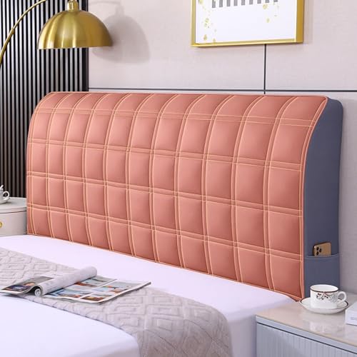 Bett Kopfteil Bezug Weicher Strecken Samtstoff Staubdichte Schutzhülle, Bettkopfteil Hussen All-Inclusive Kopfteilbezug Staubdicht Abdeckung for Gepolsterte Schlafzimmer Kopfteil(Square Pink,220cm) von Generic