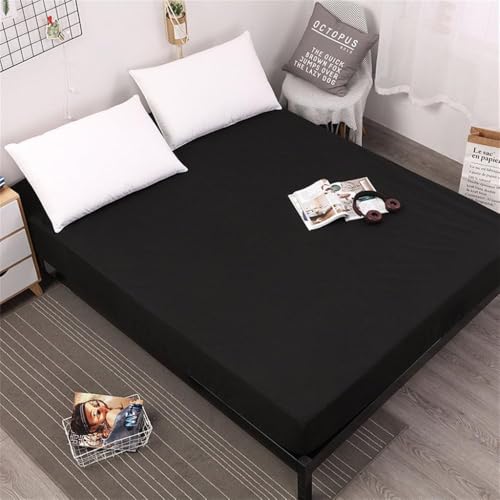 Bett Spannbettlaken Weicher Atmungsaktiver Matratzenbezug Grau Queen/King/Twin/Full, Black, King 76X80X18in von Generic