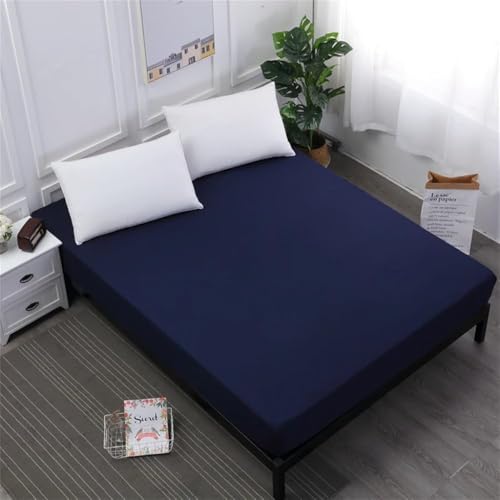 Bett Spannbettlaken Weicher Atmungsaktiver Matratzenbezug Grau Queen/King/Twin/Full, Dark Blue, 180x200x30cm Bett Spannbettlaken Weicher Atmungsaktiver Matratzenbezug Grau Queen/King/Twin/Full, Dark Blue, 180x200x30cm von Generic