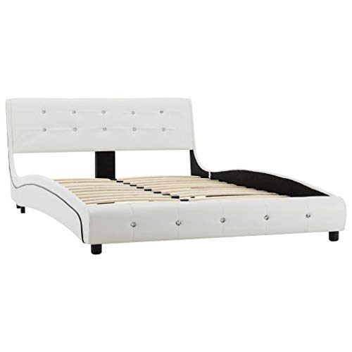 Bett mit Matratze Weiß Kunstleder 120 × 200 cm,277570 von Generic