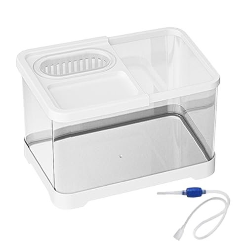Betta Fischtank - Kompakte Schüssel, klare Display, Garnelenlebensraum | Mini Fish Aquarium Kit mit Feeder for Turtles Snails Quallen, Tiertank für Anfänger Desktop Home Office Decor kleine Wo von Generic