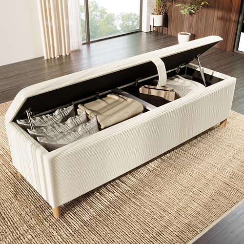 Bettbank mit Hydraulischem Stauraum Polsterbank Cord-Optik Aufbewahrungsbox Sitzbank für Bettende Schlafzimmer Wohnzimmer Flur Eingangsbereich Beige 175x38 cm Bettbank mit Hydraulischem Stauraum Polsterbank Cord-Optik Aufbewahrungsbox Sitzbank für Bettende Schlafzimmer Wohnzimmer Flur Eingangsbereich Beige 175x38 cm von Generic