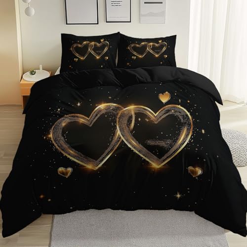 Bettbezüge 155 x 200 cm Bettbezug Set Schwarz gebürsteter Mikrofaser mit Reißverschluss Bedruckte Bettbezüge, Verträumt Romantisch Liebevoll Pflegeleichte, atmungsaktive Bettwäsche Bettbezüge 155 x 200 cm Bettbezug Set Schwarz gebürsteter Mikrofaser mit Reißverschluss Bedruckte Bettbezüge, Verträumt Romantisch Liebevoll Pflegeleichte, atmungsaktive Bettwäsche von Generic