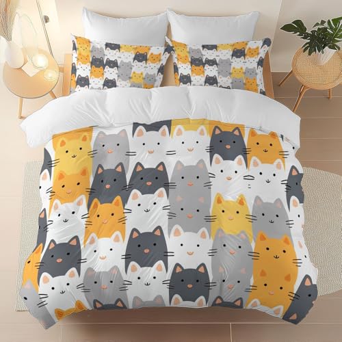 Bettbezug 135 x 200 cm Weiches Atmungsaktives 3-Teilig Cartoon, Katze, süß Bettwäsche 100% Mikrofaser, Moderne Bettwäsche für Jugendliche, Erwachsene Weiß Bettbezug 135 x 200 cm Weiches Atmungsaktives 3-Teilig Cartoon, Katze, süß Bettwäsche 100% Mikrofaser, Moderne Bettwäsche für Jugendliche, Erwachsene Weiß von Generic