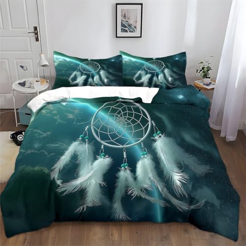 Bettbezug 135 x 200 cm und 2-Kissenbezüge 80 x 80 cm, Fantasie Traumfänger Muster Bettwäsche Set, Blau Grün Weiche Mikrofaser Bettbezug für Kinder Jungen Mädchen Erwachsene Zimmerbett Bettbezug 135 x 200 cm und 2-Kissenbezüge 80 x 80 cm, Fantasie Traumfänger Muster Bettwäsche Set, Blau Grün Weiche Mikrofaser Bettbezug für Kinder Jungen Mädchen Erwachsene Zimmerbett von Generic