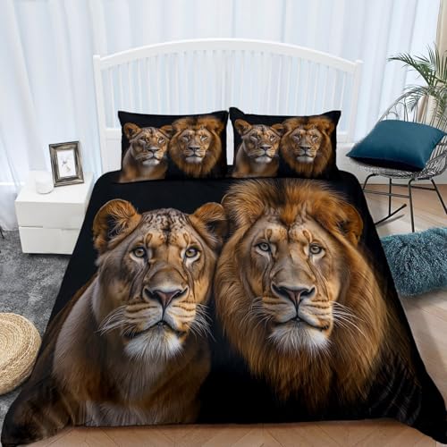 Drucken Bettwäsche Tier Löwe Thema Mikrofaser Bettbezug Set mit Kissenbezug 80x80cm Schwarz Bettbezug 135 x 200 cm mit Reißverschluss Drucken Bettwäsche Tier Löwe Thema Mikrofaser Bettbezug Set mit Kissenbezug 80x80cm Schwarz Bettbezug 135 x 200 cm mit Reißverschluss von Generic