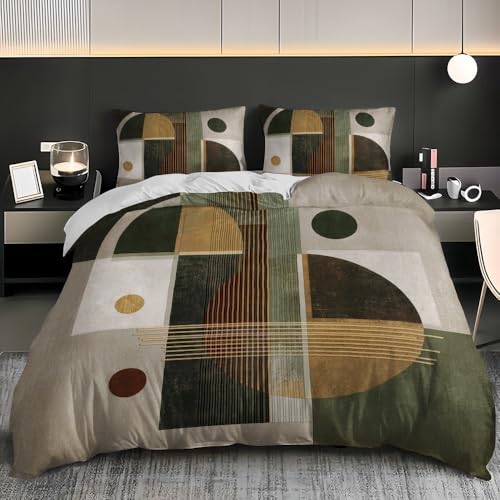 Bettbezug 135x200 cm Weich Bügelfrei Erwachsene Bettwäsche 3-teiliges - Moderner Geometrischer Abstrakter Stil Bettwäsche-Sets mit 2 Kissenbezug, Mehrfarbig Bettbezug für Einzelbett mit Reißverschluss von Generic