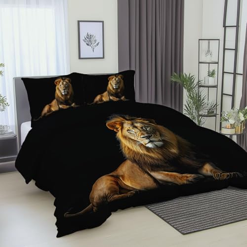 Bettbezug 135 x 200 cm Tiere Löwe Nahaufnahme Weicher Angenehme Schlafkomfort Microfaser Bedrucktes Wendebettwäsche-Set Mit Reißverschluss mit 1 Bettbezug und 2 Kissenbezug Schwarz Bettbezug 135 x 200 cm Tiere Löwe Nahaufnahme Weicher Angenehme Schlafkomfort Microfaser Bedrucktes Wendebettwäsche-Set Mit Reißverschluss mit 1 Bettbezug und 2 Kissenbezug Schwarz von Generic