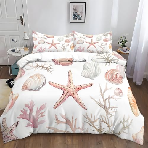 Bettbezug Aquarell Muscheln Und Korallen Motiv, Weiche Bettbezug 135 x 200 cm, Bettwäsche-Set Weiß Gemütlich mit Reißverschluss und Kissenbezüge für Kinder Jugendliche Erwachsene Bettbezug Aquarell Muscheln Und Korallen Motiv, Weiche Bettbezug 135 x 200 cm, Bettwäsche-Set Weiß Gemütlich mit Reißverschluss und Kissenbezüge für Kinder Jugendliche Erwachsene von Generic