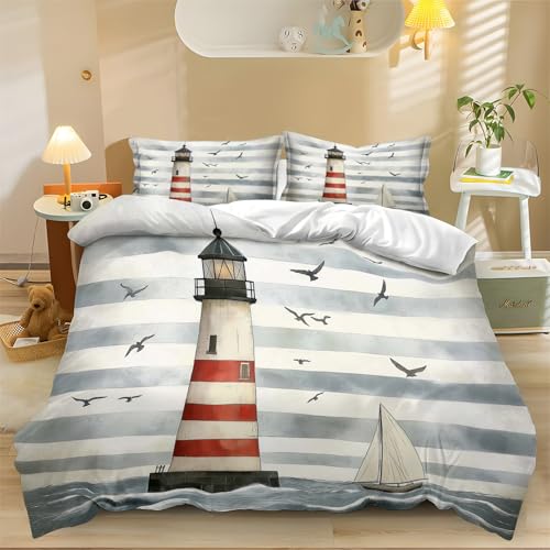 Bettbezug Bettwäsche 135 x 200 cm Bettbezug Set Flauschig Microfaser Bettwäsche für Geschenke Leuchtturm im Streifenstil Zimmer Deko mit Reißverschluss und 80x80 cm Kissenbezug Grau Bettbezug Bettwäsche 135 x 200 cm Bettbezug Set Flauschig Microfaser Bettwäsche für Geschenke Leuchtturm im Streifenstil Zimmer Deko mit Reißverschluss und 80x80 cm Kissenbezug Grau von Generic
