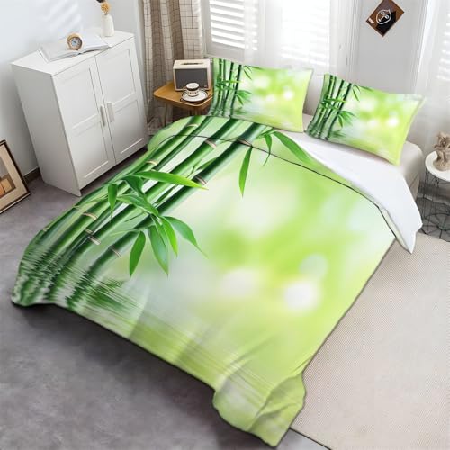 Bettbezug Bettwäsche Bettgarnitur, Eleganter Und Ruhiger Bambus, Wasseroberfläche Design Bettbezug mit Kissenbezug, 135 x 200 cm, Reißverschluss Weich und Bügelfrei Grün Bettbezug Bettwäsche Bettgarnitur, Eleganter Und Ruhiger Bambus, Wasseroberfläche Design Bettbezug mit Kissenbezug, 135 x 200 cm, Reißverschluss Weich und Bügelfrei Grün von Generic