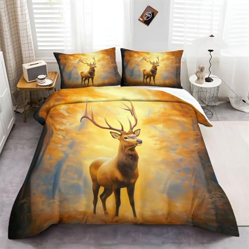 Generic Bettwäsche-Set: Bettbezug 240 x 260 cm mit Reißverschluss, 2 Kissenbezüge 80 cm x 80 cm, Gold, Mikrofaser, Modern, Fantasie Herbst Hirsch, Unisex, 3 Stück, 1.4E+3 gramm Generic Bettwäsche-Set: Bettbezug 240 x 260 cm mit Reißverschluss, 2 Kissenbezüge 80 cm x 80 cm, Gold, Mikrofaser, Modern, Fantasie Herbst Hirsch, Unisex, 3 Stück, 1.4E+3 gramm von Generic