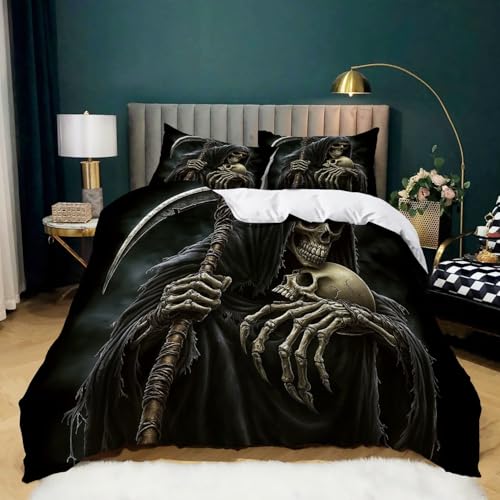 Bettbezug Gothic Totenkopf Mit Sense Bedrucktes Design Passend Für Den Herbst Bettbezug 3 Teilig Bettwäscheset 135 x 200 cm Bettwäscheset Bettbezugset Mit Reißverschluss Schwarz Bettbezug Gothic Totenkopf Mit Sense Bedrucktes Design Passend Für Den Herbst Bettbezug 3 Teilig Bettwäscheset 135 x 200 cm Bettwäscheset Bettbezugset Mit Reißverschluss Schwarz von Generic