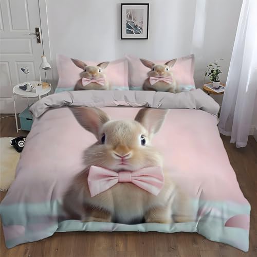 Bettbezug Ostern Niedlicher Hase Grafikdruck Raumdekor Bettwäsche Set 135 x 200 cm für Erwachsene Jungen und Mädchen, Wendbarer Grau Bedruckter Bettbezug mit 2 Kissenbezügen 80 x 80 cm Bettbezug Ostern Niedlicher Hase Grafikdruck Raumdekor Bettwäsche Set 135 x 200 cm für Erwachsene Jungen und Mädchen, Wendbarer Grau Bedruckter Bettbezug mit 2 Kissenbezügen 80 x 80 cm von Generic