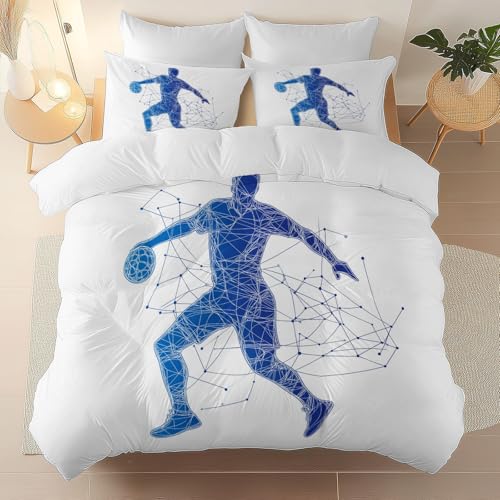 Bettbezug-Set, Sport Handball Linien Thema Weiches gebürsteter Mikrofaser Bettwäsche, 135 x 200 cm Für Erwachsene Teenager Kinder 3 Stück Mit Reißverschluss Blau Weiß Bettbezug-Set, Sport Handball Linien Thema Weiches gebürsteter Mikrofaser Bettwäsche, 135 x 200 cm Für Erwachsene Teenager Kinder 3 Stück Mit Reißverschluss Blau Weiß von Generic